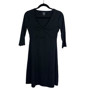 TOAD&CO Rosalinda Tencel Organic Cotton 3/4 Sleeve Fit and Flare Dress Black XS